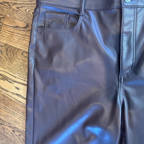 Loft faux leather pants 14 brown/burgundy - Picture 3 of 6